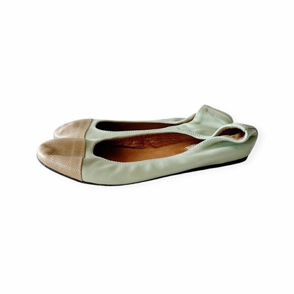 Lanvin Cap-Toe Icon Ballerina flats with snake toe,  Size 39 EU - Picture 6 of 11